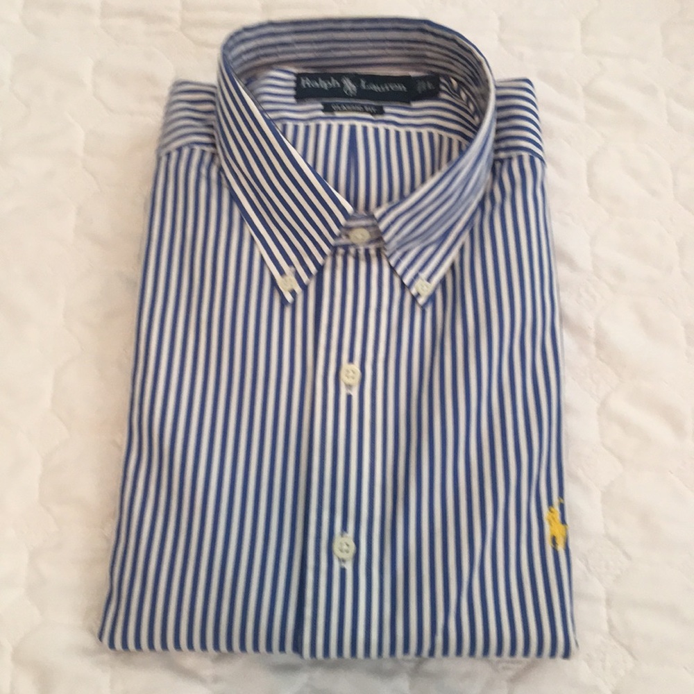 Men’s Ralph Lauren Blue Striped Long Sleeve Large